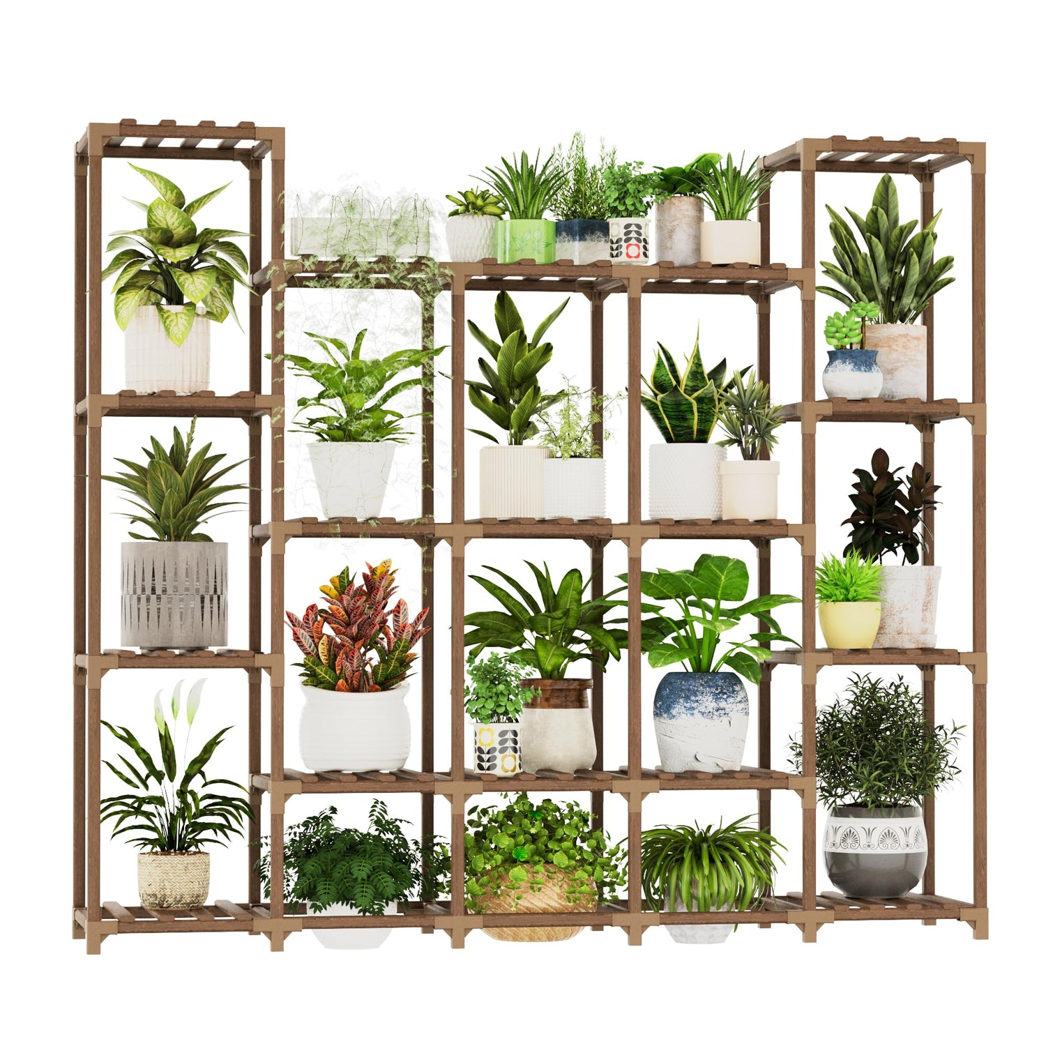 Weather-Resistant Wooden Plant Shelf for Balcony & Patio