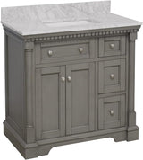 Bathroom Vanity Includes White Cabinet with Authentic Italian Carrara Marble