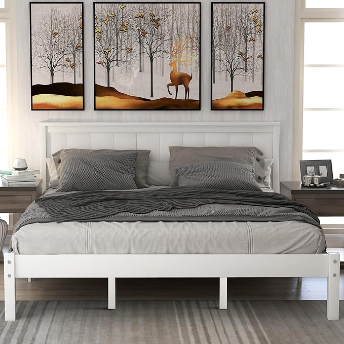 Queen Size Platform Bed Frame with Headboard