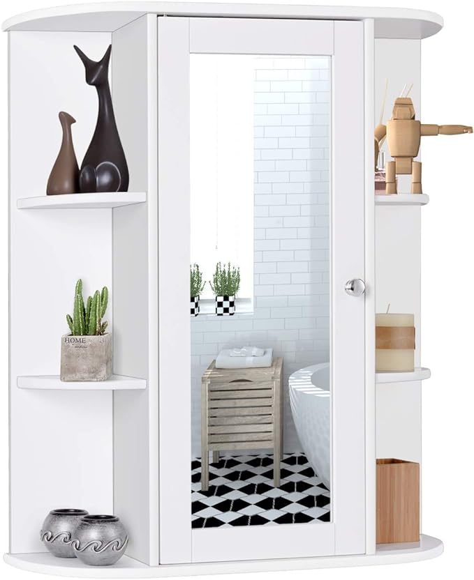 Bathroom Medicine Cabinet, Wall Mounted Bathroom Cabinet with Mirror Door and Shelves