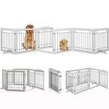 Folding No-Assembly Pet Gate 144" Wide, 30" Tall Wooden Dog Gate