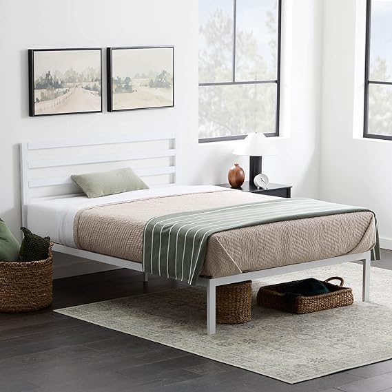 Cassidy Metal Platform Bed Frame with Metal Headboard - Box Spring Not Required
