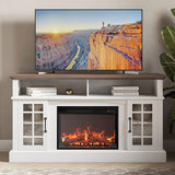 Traditional 58" Rustic TV Stand with 23" Electric Fireplace Heater