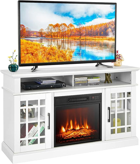 Fireplace Entertainment Center with Two Side Cabinets