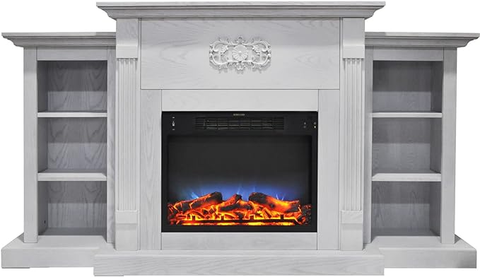 Sanoma 72'' Electric Multi Color LED Fireplace with Charred Log Insert
