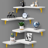 Floating Corner Shelves for Wall Décor Storage, Wall Shelves Set of 4