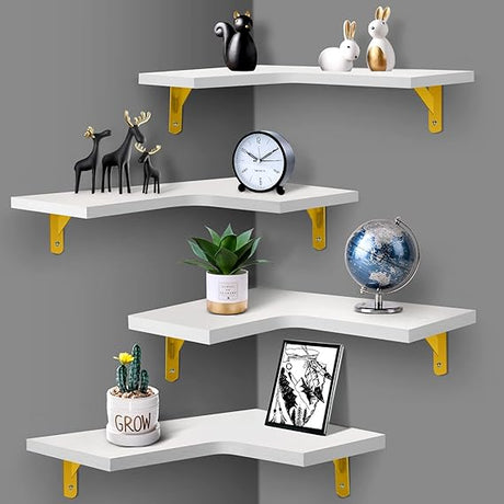 Floating Corner Shelves for Wall Décor Storage