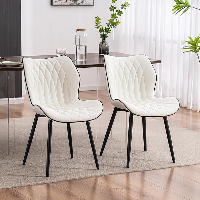 Dining Chairs Set of 2 Upholstered Faux Leather Kitchen Dining Room Chairs