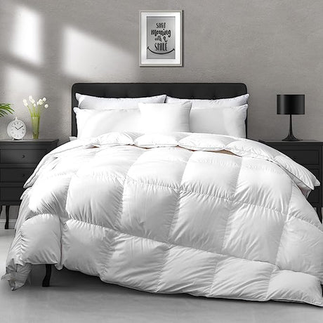 All Season Goose Feather Down Comforter King Size - Ultra-Soft 750 Fill-Power Hotel