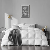 Queen Size Feather Down Comforter - Ultra Soft All Seasons 100% Organic Cotton Feather