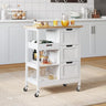 Small Solid Wood Top Kitchen Island Cart on Wheels with Storage