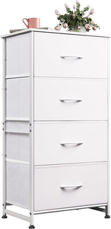 Dresser with 4 Drawers, Fabric Storage Tower, Organizer Unit for Bedroom