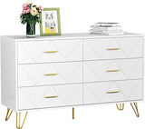 Black Dresser for Bedroom, Modern Dresser for Bedroom, 6 Drawer Double Dresser