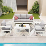 Aluminum Patio Furniture Set, 6 Pieces Modern Patio Conversation Sets