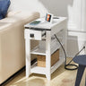 Narrow End Table with Charging Station Farmhouse End Table