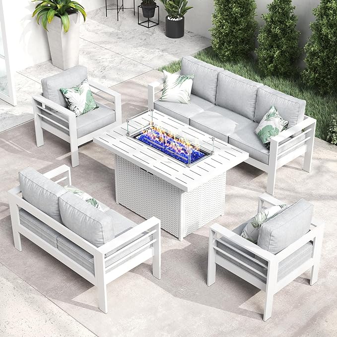 Aluminum Furniture Set with Fire Pit Table