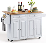 Kitchen Island with Storage, Kitchen Cart on 5 Universal Wheels