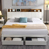 Upholstered Bed Frame Queen Size with Headboard, Platform Queen Bed Frame