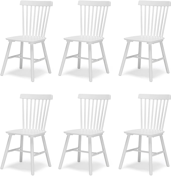 Windsor Dining Chair, Dining Chairs Set of 6, Spindle Back Wood Dining Chair