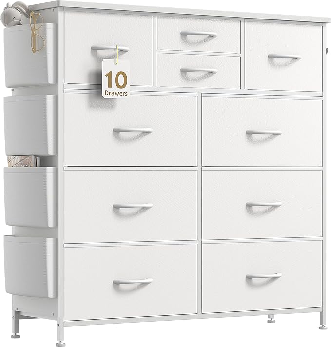 10 Drawer Dresser, Chest of Drawers for Bedroom, Fabric Dresser Drawers