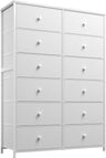 12 Drawer Dresser, Tall Dressers for Bedroom with Wooden Top and Metal Frame