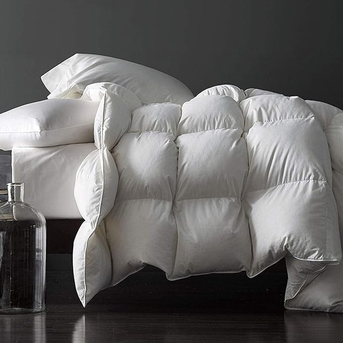Pinch Pleat King Size Down Comforter - All Season Medium Warm Duvet Insert