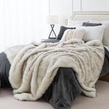 Luxury Camel Faux Fur Throw Blanket, Soft Cozy Warm Mink Fur Blanket for Bed