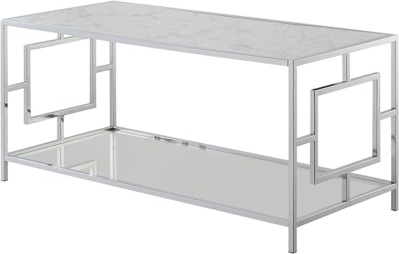 Town Square Chrome Coffee Table with Shelf