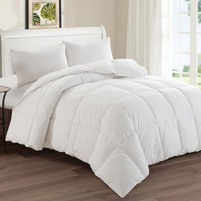 Feather Down Comforter King Size - 650 Fill Power Medium Warm 100% Organic Cotton