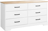 Gray Double Dresser for Bedroom 6 Drawer Wide Chest