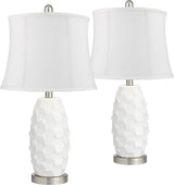 Brad Modern Coastal Style Accent Table Lamps 24.5" High Set of 2 LED Scalloped White