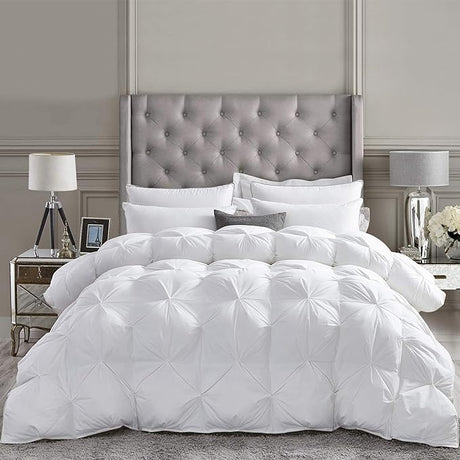 Luxurious All-Season Goose Down Feather Fiber Comforter California King Size Duvet