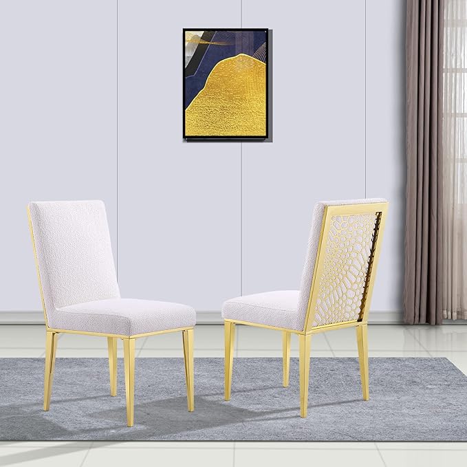 Dining Chairs,Upholstered Dining Chairs and Back Metallic Geometric Design