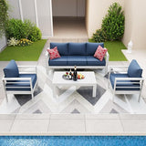 Aluminum Patio Furniture Set, 6 Pieces Modern Patio Conversation Sets