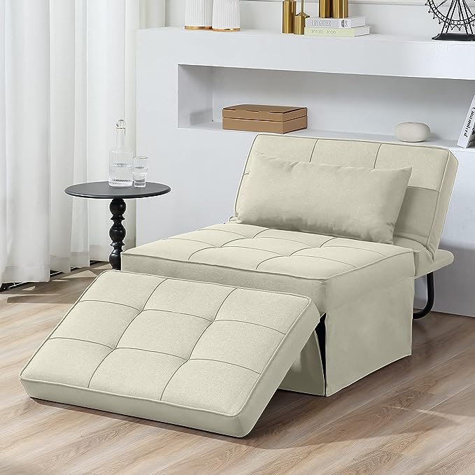 4 in 1 Multi Function Folding Ottoman Breathable Linen Couch Bed