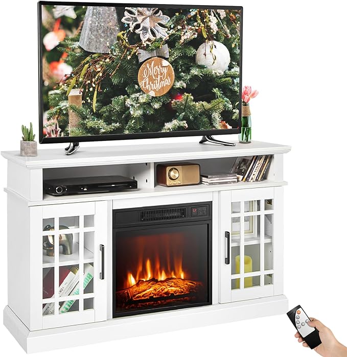 48 Inch Tv Stand with 18 Inch Electric Fireplace Heater