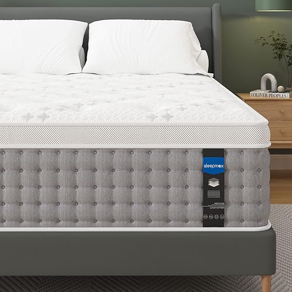 12 Inch King Size Mattress - Hybrid Bed Mattress in a Box - Memory Foam