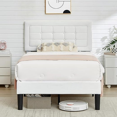 Twin Size Upholstered Bed Frame with Height