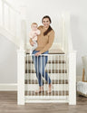 2-in-1 Extra Tall Easy Swing Stairway and Hallway Walk Through Baby Gate, Black