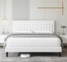 King Bed Frame, Button Tufted Upholstered Platform with Adjustable Headboard