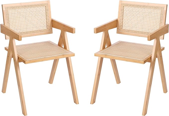 Rattan Accent Chairs, Modern Mid Century Dining Chairs Set of 2