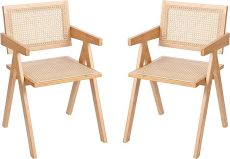 Rattan Accent Chairs, Modern Mid Century Dining Chairs Set of 2