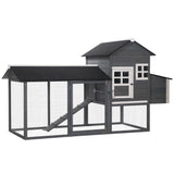 Wooden chicken hutch with nesting box, roosting bars, and tray