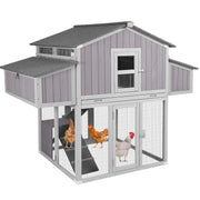 Wooden hen house with four access doors and reinforced frame