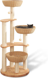 59" Big Modern Cat Tree Tower, Cat Tower Sisal-Covered Scratching Posts