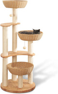 59" Big Modern Cat Tree Tower, Cat Tower Sisal-Covered Scratching Posts for Indoor Cats