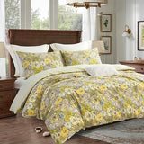 Comforter Queen Size, 600 Thread Count Cotton Blue Floral with Khaki