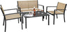 4 Pieces Outdoor Patio Furniture Textilene Modern Conversation Black Bistro Set