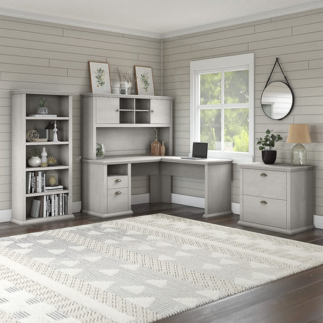 Yorktown 60-Inch L-Shaped Desk - Modern Office Workstation with Storage