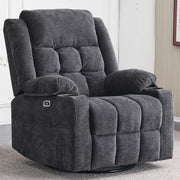 ZeniLuxe Swivel Recliner with Massage & Heat in Dark Grey